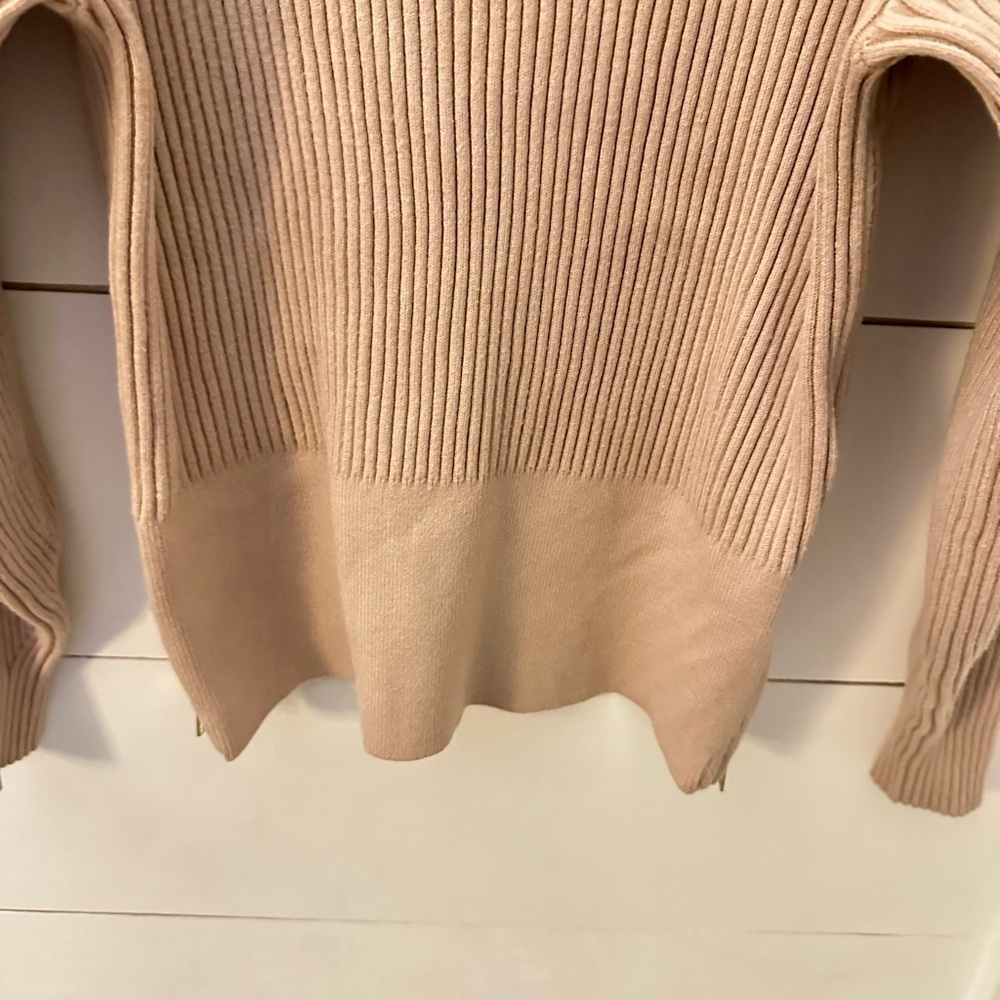 VARLEY M Haggen 2.0 tan woman boxy mock neck viscose blend ribbed stretch top - Picture 4 of 14